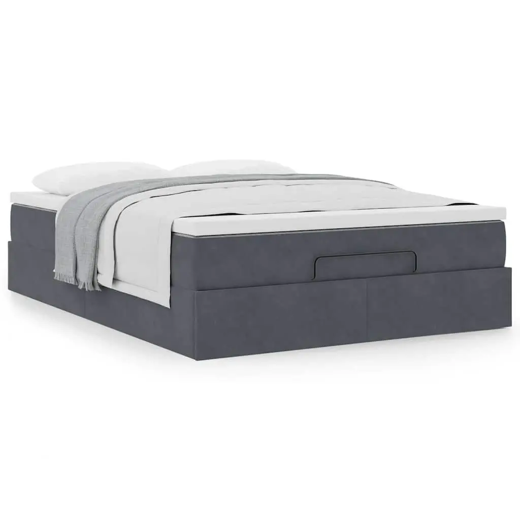 Ottoman Bed with Pocket Spring Mattress Grey Double Velvet Storage Bedroom