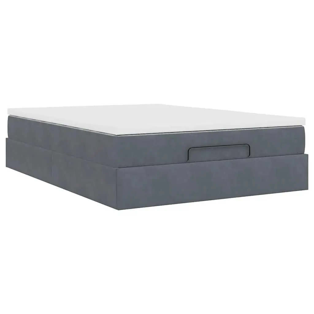 Ottoman Bed with Pocket Spring Mattress Grey Double Velvet Storage Bedroom