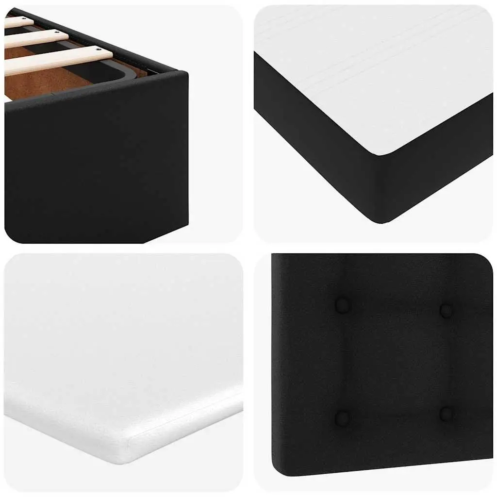 Ottoman Bed King Single Black Faux Leather Storage Lift Frame with Pocket Spring Mattress