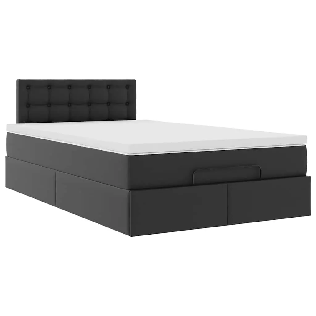 Ottoman Bed King Single Black Faux Leather Storage Lift Frame with Pocket Spring Mattress
