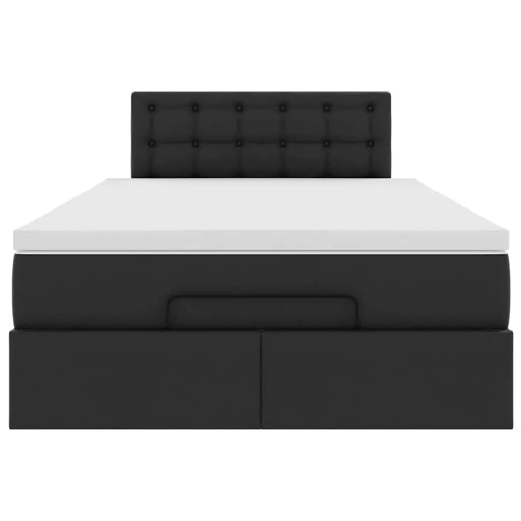 Ottoman Bed King Single Black Faux Leather Storage Lift Frame with Pocket Spring Mattress