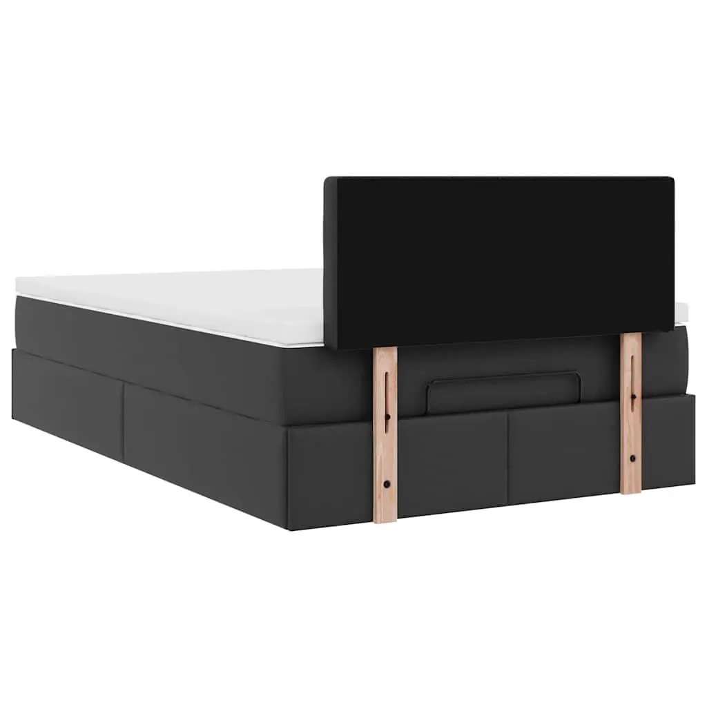 Ottoman Bed King Single Black Faux Leather Storage Lift Frame with Pocket Spring Mattress