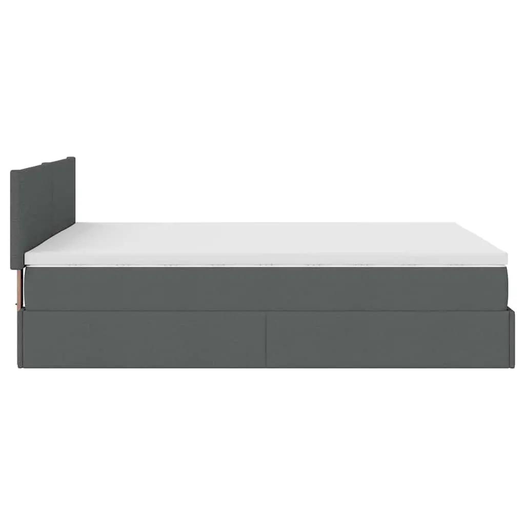 Double Ottoman Storage Bed with Pocket Spring Mattress Grey Fabric Upholstered