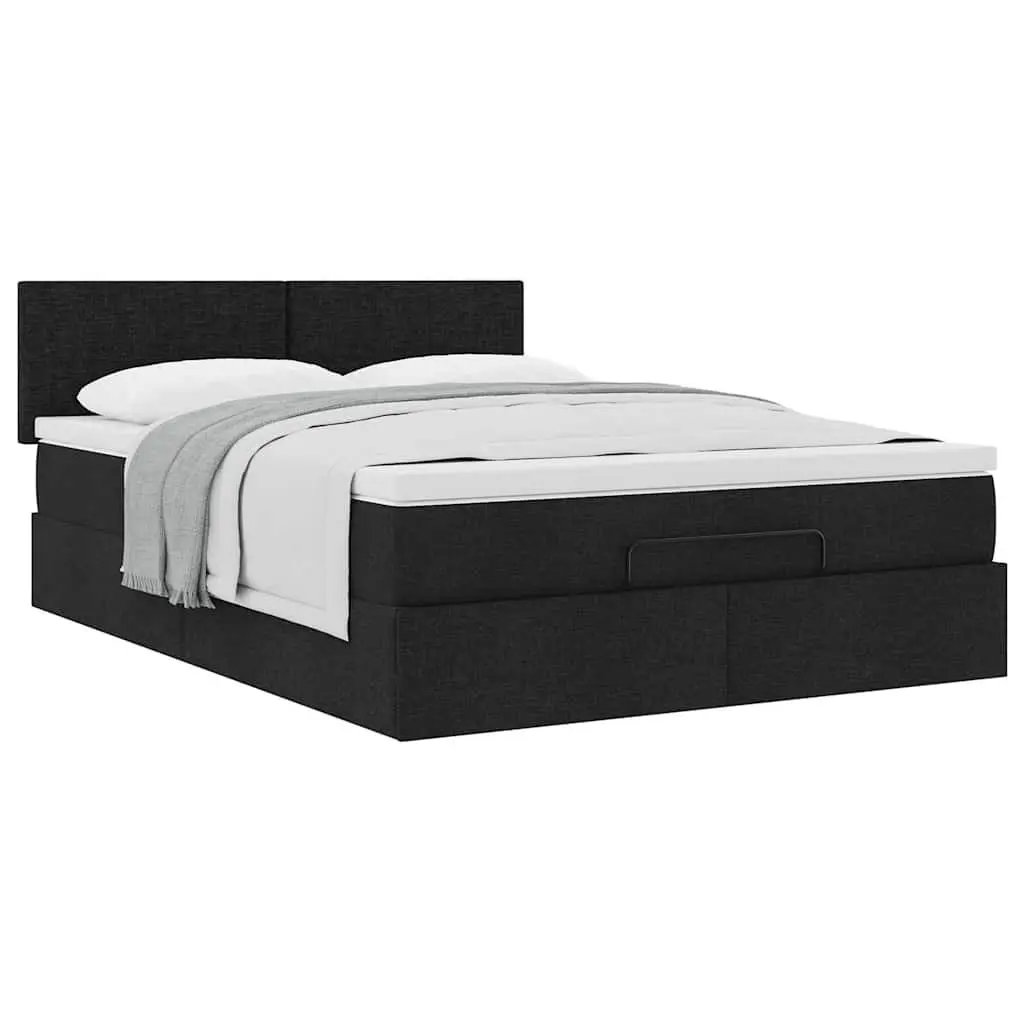 Ottoman Bed Double Storage Upholstered Frame with Mattress Black