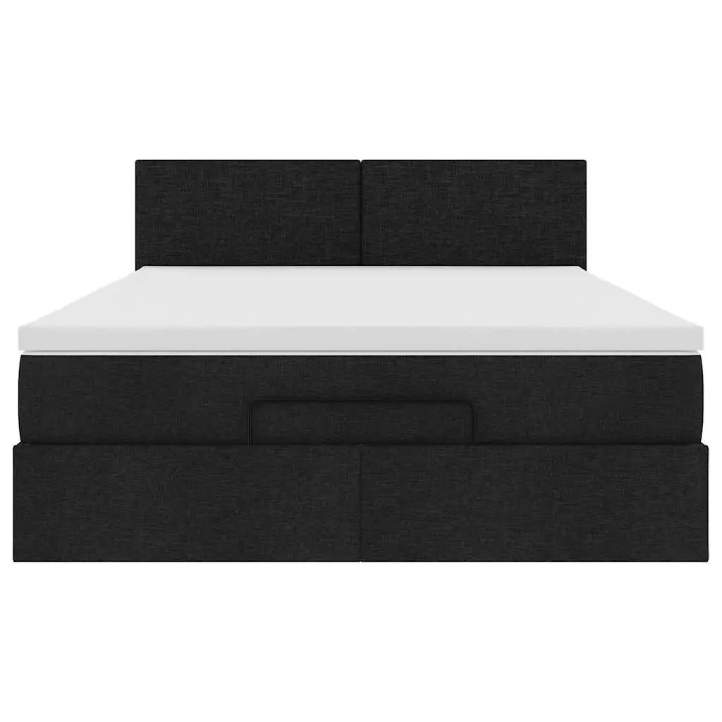 Ottoman Bed Double Storage Upholstered Frame with Mattress Black
