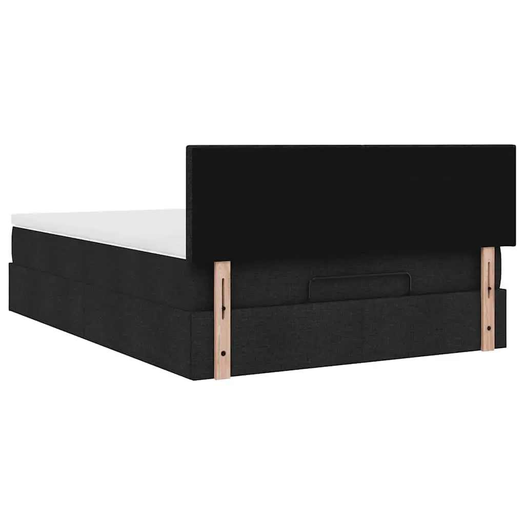 Ottoman Bed Double Storage Upholstered Frame with Mattress Black