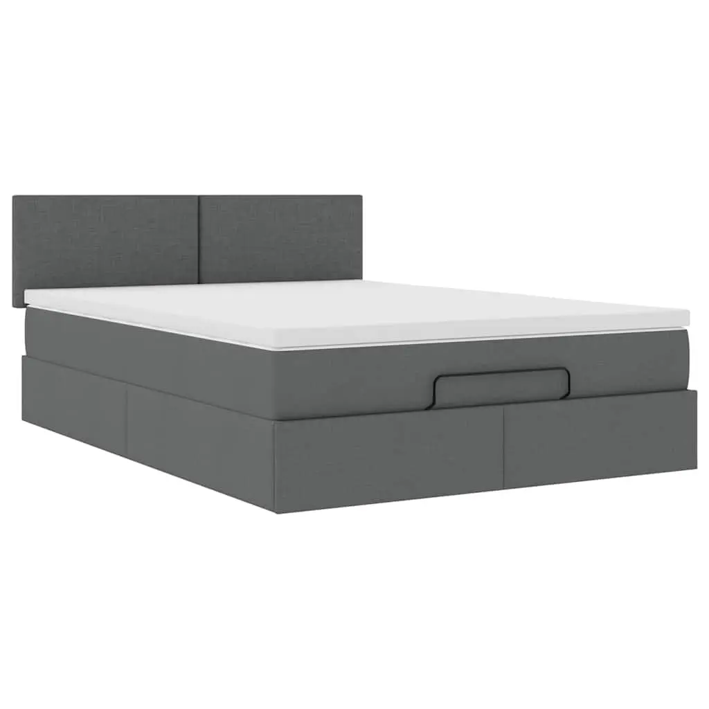 Ottoman Bed Queen Pocket Spring Mattress Grey Fabric Storage