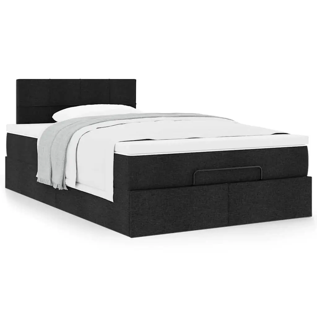 Ottoman Bed Storage Lift King Single Black Fabric Pocket Spring Mattress