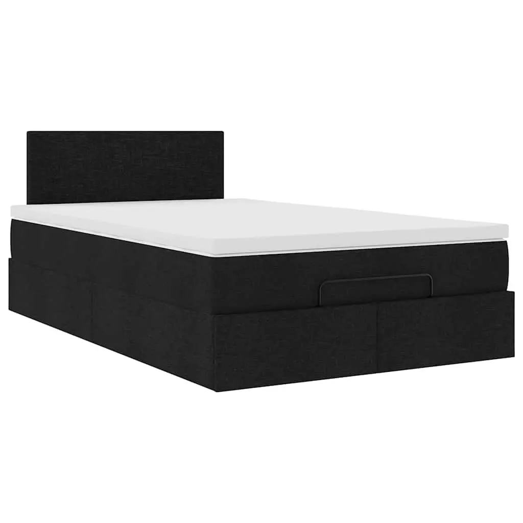 Ottoman Bed Storage Lift King Single Black Fabric Pocket Spring Mattress