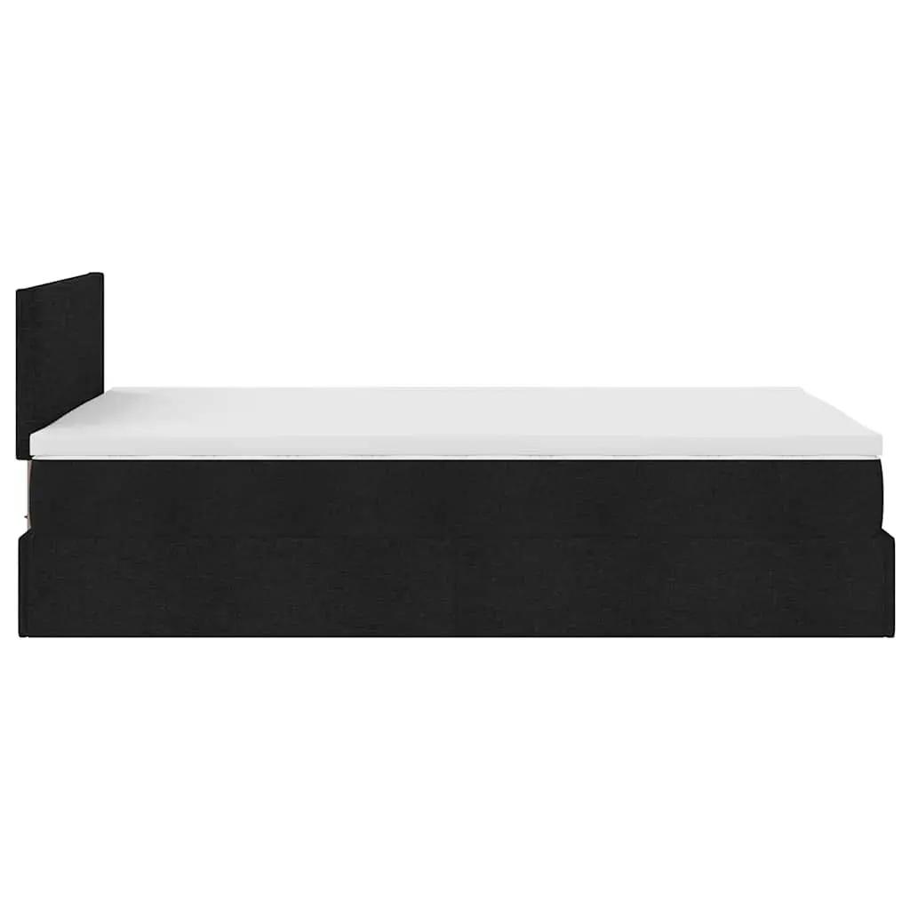 Ottoman Bed Storage Lift King Single Black Fabric Pocket Spring Mattress