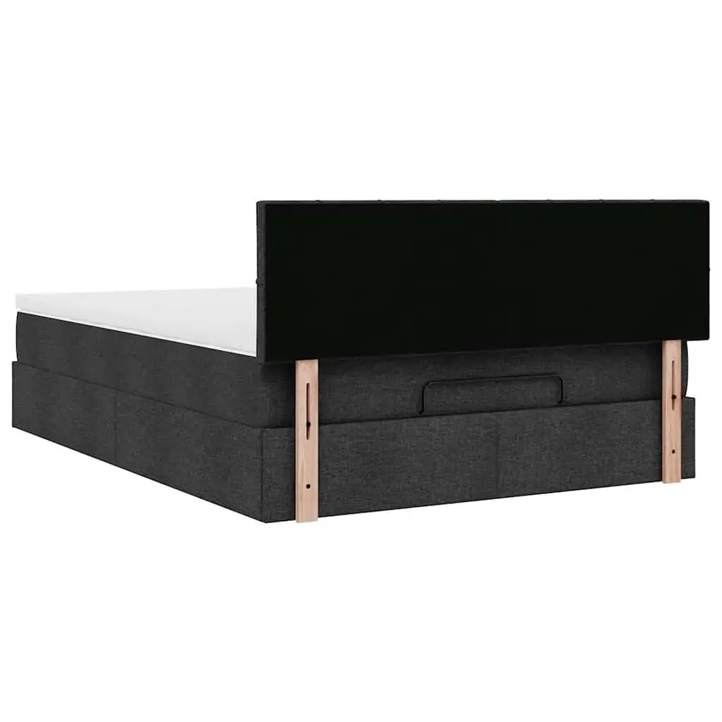 Ottoman Bed Pocket Spring Mattress Black Fabric Storage Lift Base
