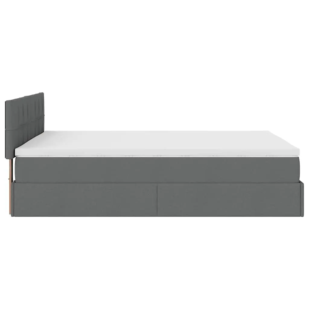 Ottoman Bed Queen Size Storage Grey Fabric with Pocket Spring Mattress