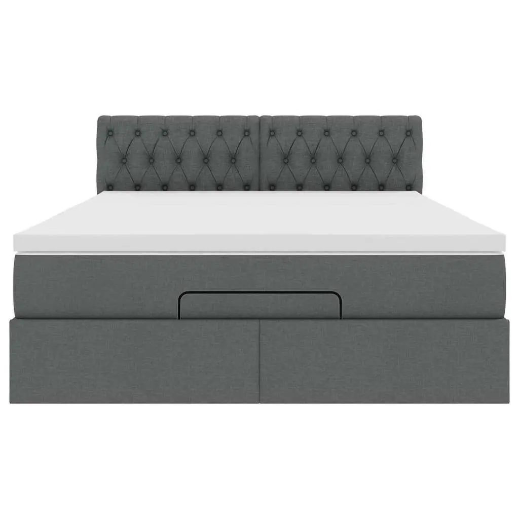 Ottoman Bed Double Grey Fabric with Mattress Storage Lift Hydraulic Frame
