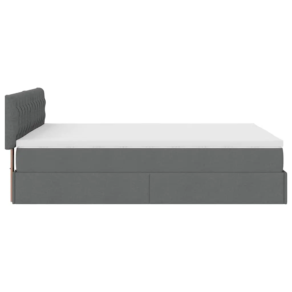 Ottoman Bed Double Grey Fabric with Mattress Storage Lift Hydraulic Frame