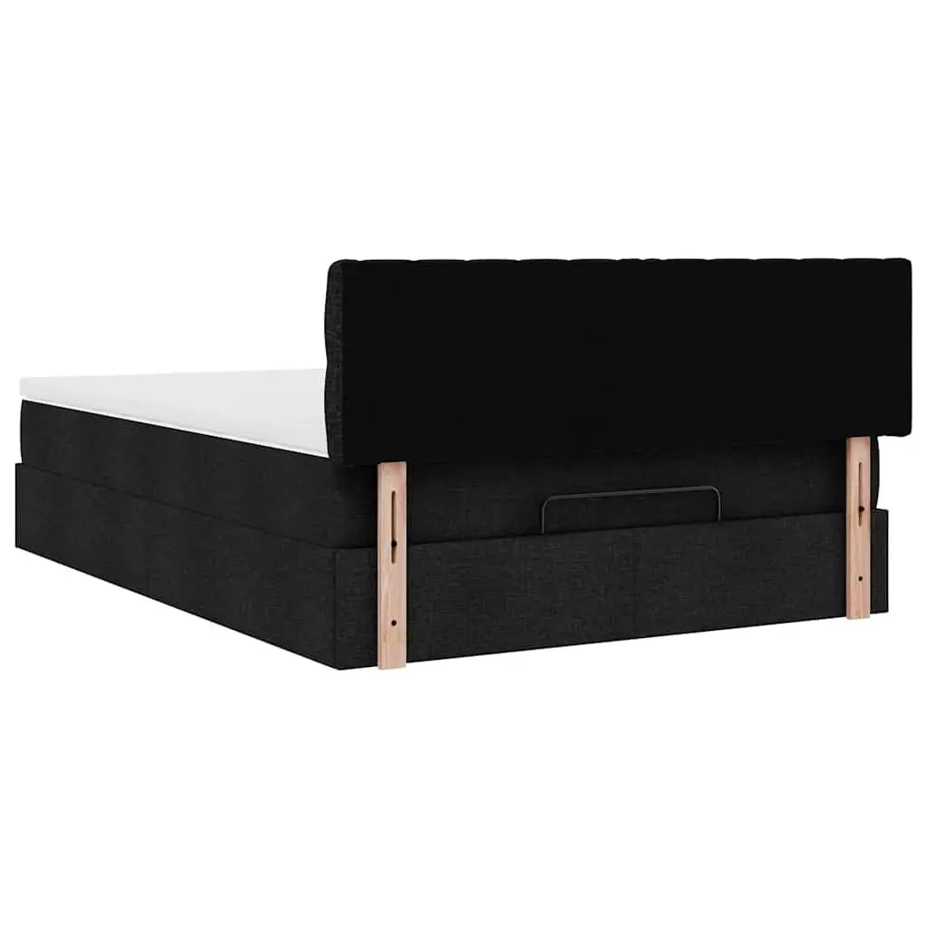 Double Ottoman Bed with Pocket Spring Mattress Black Fabric Hydraulic Lift Base