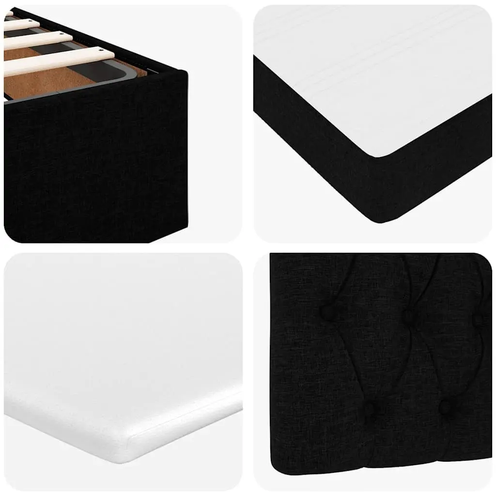 Double Ottoman Bed with Pocket Spring Mattress Black Fabric Hydraulic Lift Base