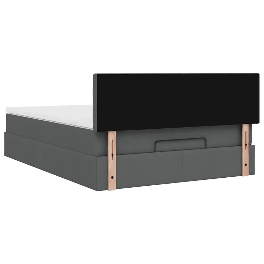 Double Ottoman Bed with Pocket Spring Mattress Grey Fabric Storage Furniture