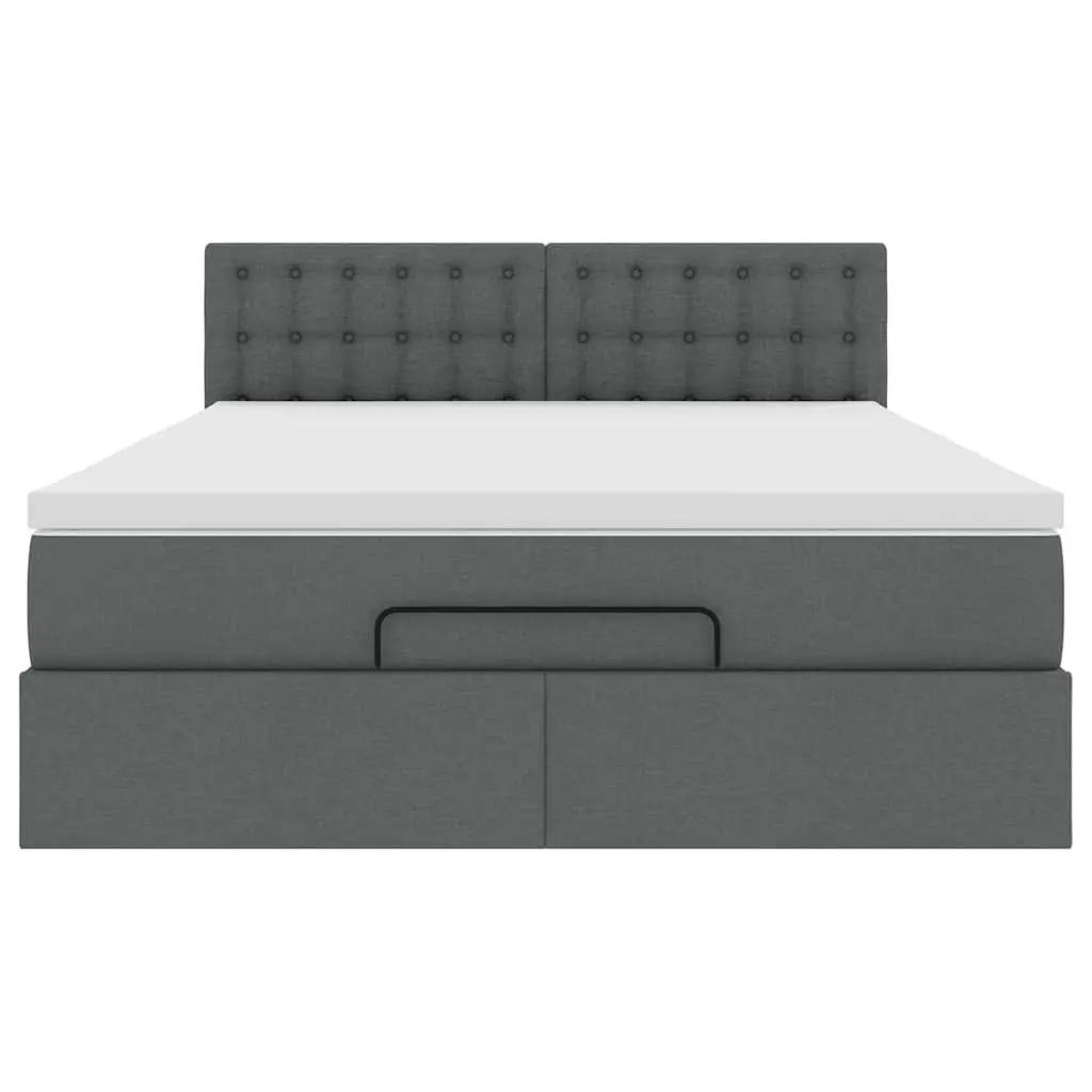 Double Ottoman Bed with Pocket Spring Mattress Grey Fabric Storage Furniture