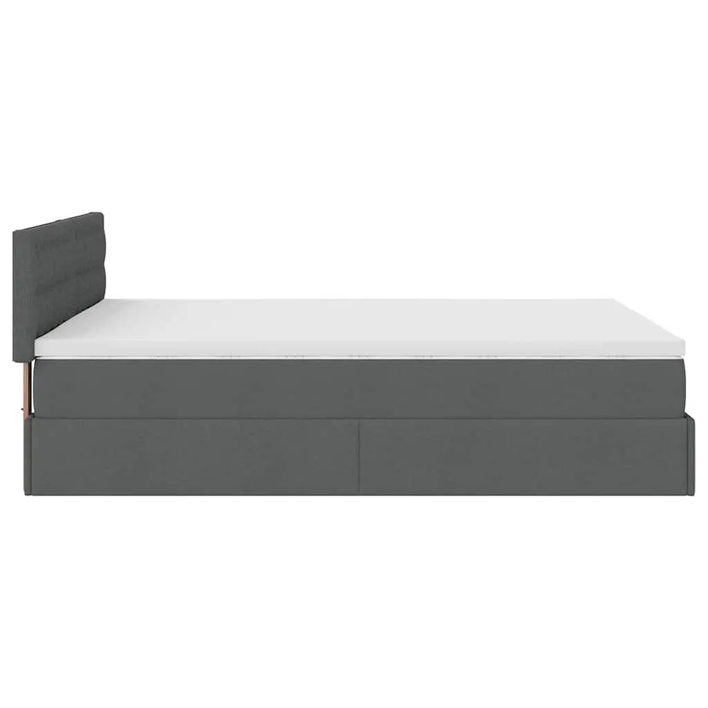 Double Ottoman Bed with Pocket Spring Mattress Grey Fabric Storage Furniture
