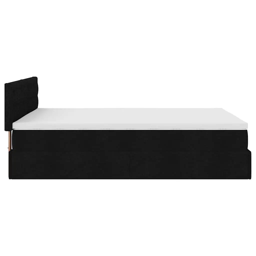 Double Ottoman Bed with Pocket Spring Mattress Black Fabric Storage Lift Base