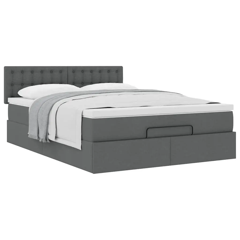 Ottoman Bed Queen Storage Lift Base Pocket Spring Mattress Grey Fabric