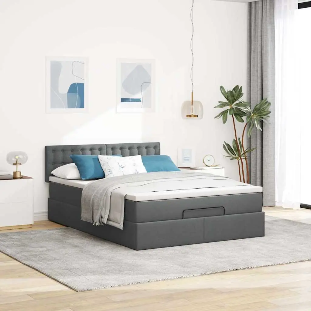 Ottoman Bed Queen Storage Lift Base Pocket Spring Mattress Grey Fabric