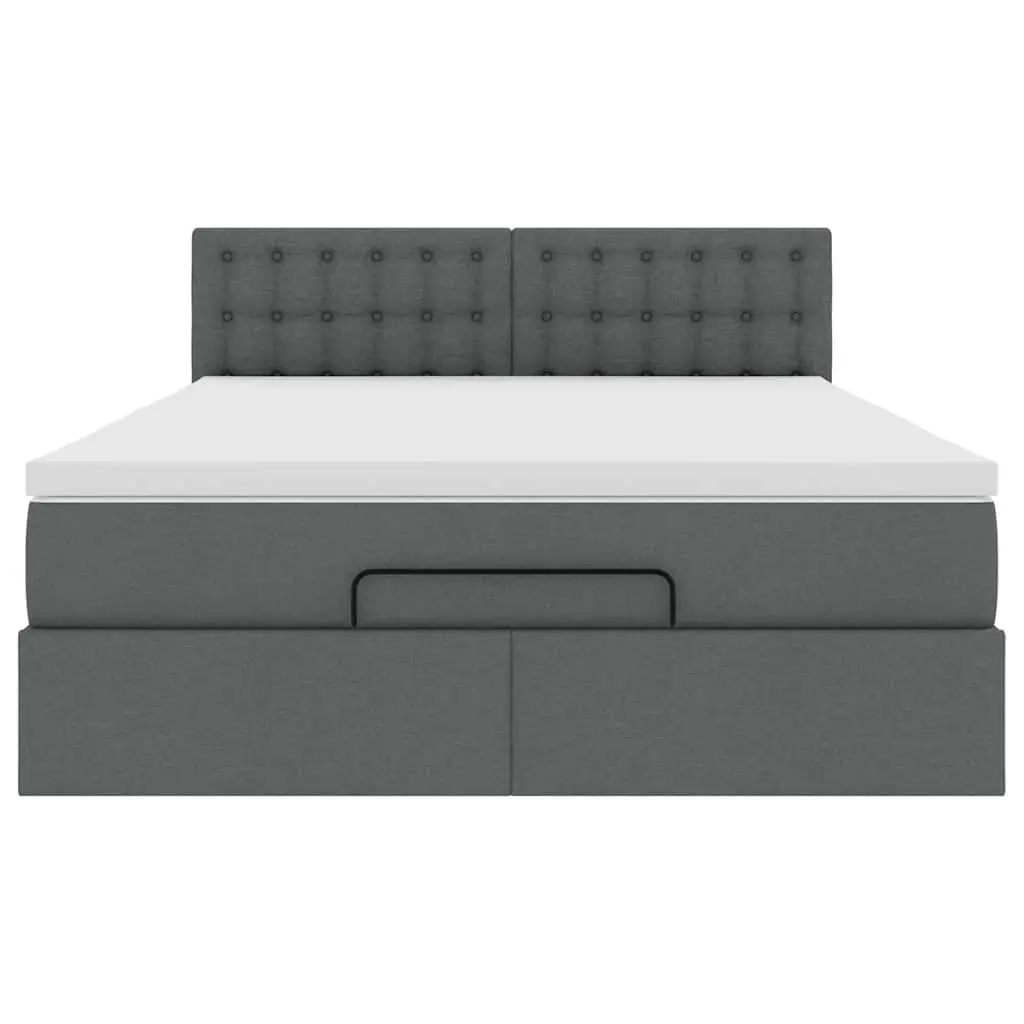 Ottoman Bed Queen Storage Lift Base Pocket Spring Mattress Grey Fabric