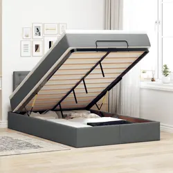 Comfortable Grey Ottoman Bed with Practical Storage Options