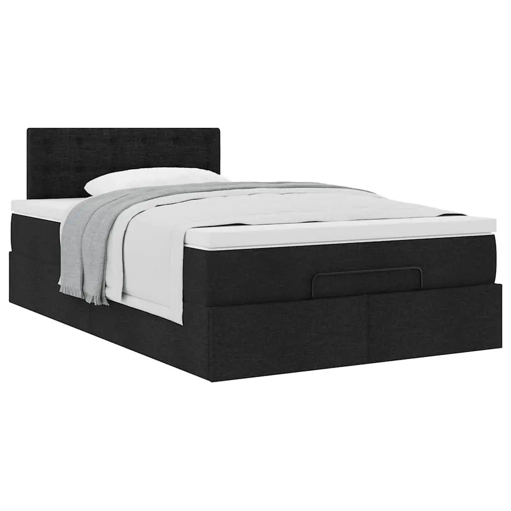 Ottoman Bed with Mattress King Single Black Storage Lift Pocket Spring Fabric