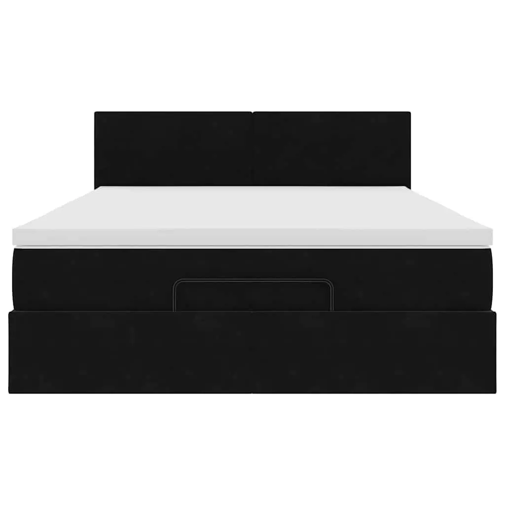 Ottoman Bed in Black Velvet with Storage