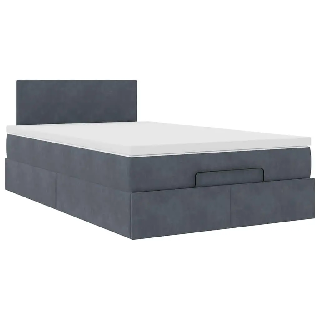 Ottoman Bed King Single Storage Lift Grey Velvet Pocket Spring
