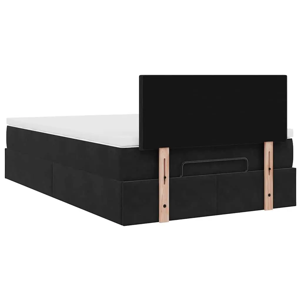Ottoman Bed King Single with Pocket Spring Mattress Black Velvet Storage Lift