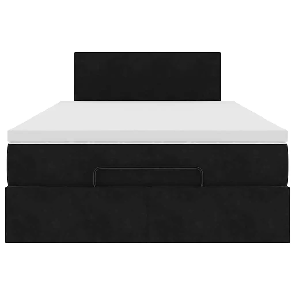 Ottoman Bed King Single with Pocket Spring Mattress Black Velvet Storage Lift
