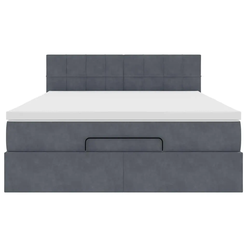 Queen Ottoman Bed with Pocket Spring Mattress Grey Velvet
