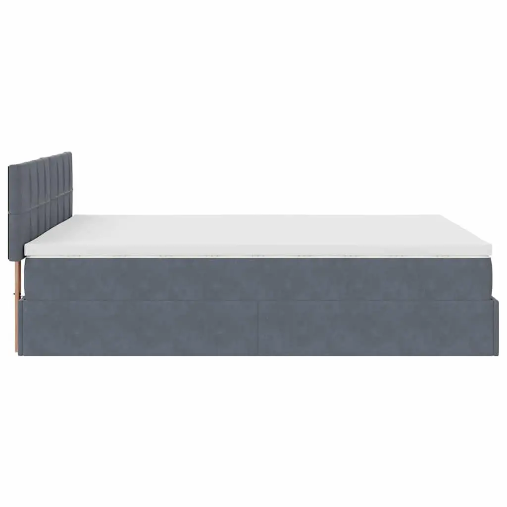 Queen Ottoman Bed with Pocket Spring Mattress Grey Velvet