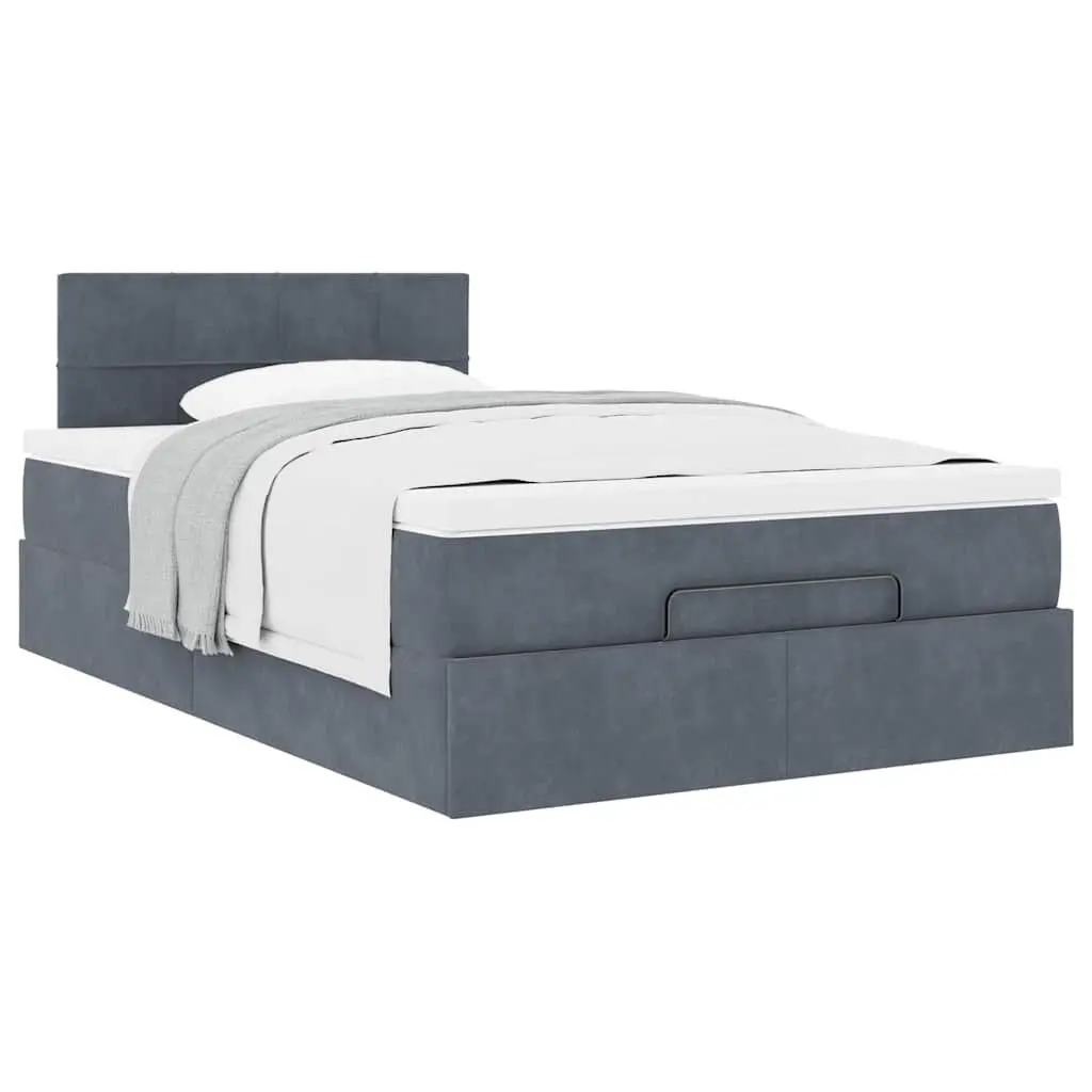 Ottoman Bed King Single with Pocket Spring Mattress Grey Velvet Storage Lift
