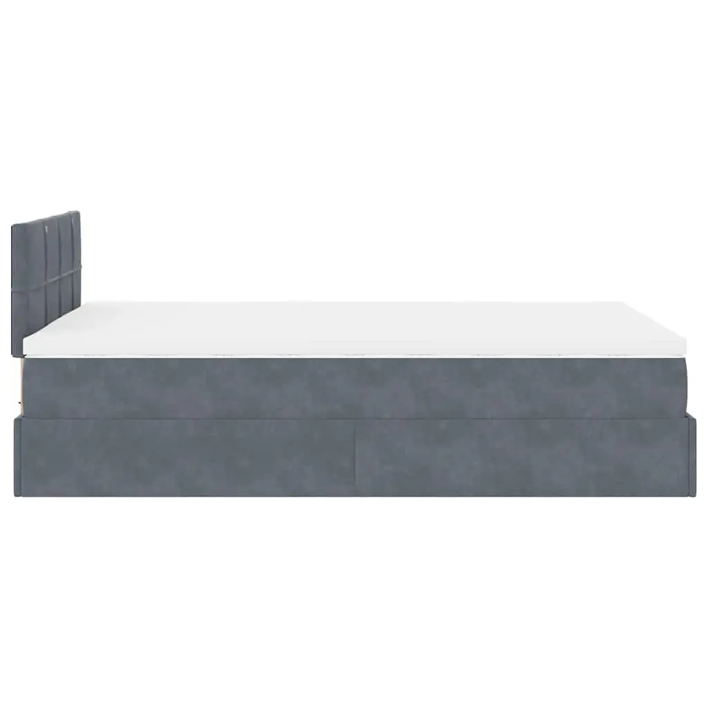 Ottoman Bed King Single with Pocket Spring Mattress Grey Velvet Storage Lift