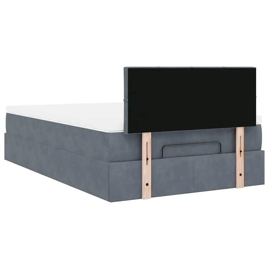 Ottoman Bed King Single with Pocket Spring Mattress Grey Velvet Storage Lift