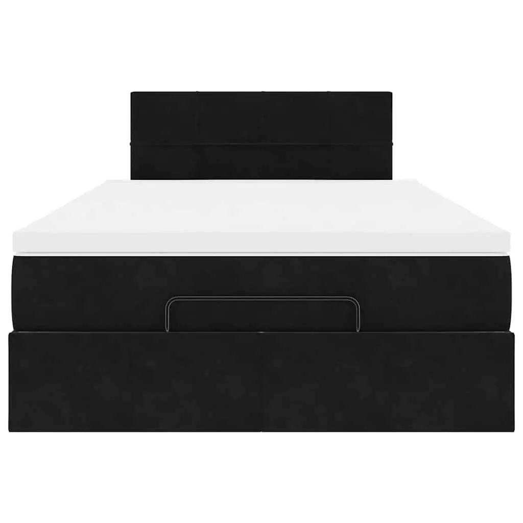 Ottoman Bed King Single Black Velvet Storage Lift Frame with Pocket Spring Mattress
