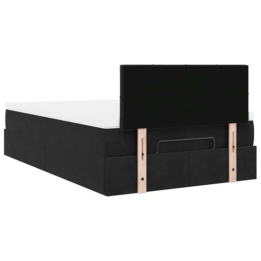 Ottoman Bed King Single Black Velvet Storage Lift Frame with Pocket Spring Mattress