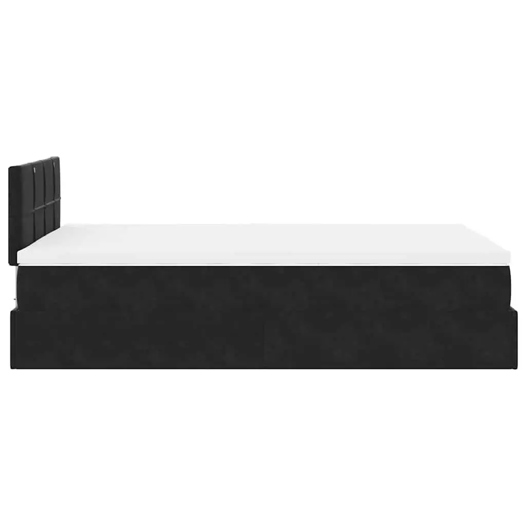 Ottoman Bed King Single Black Velvet Storage Lift Frame with Pocket Spring Mattress