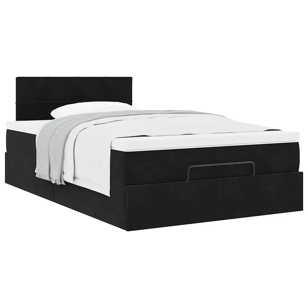 Ottoman Bed King Single Black Velvet Storage Lift Frame with Pocket Spring Mattress