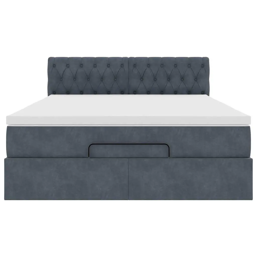 Queen Ottoman Bed with Pocket Spring Mattress Grey Velvet Storage Lift Base