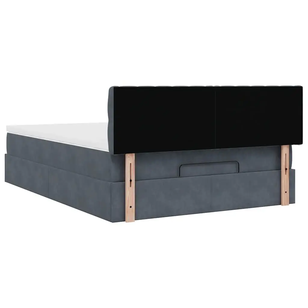 Queen Ottoman Bed with Pocket Spring Mattress Grey Velvet Storage Lift Base