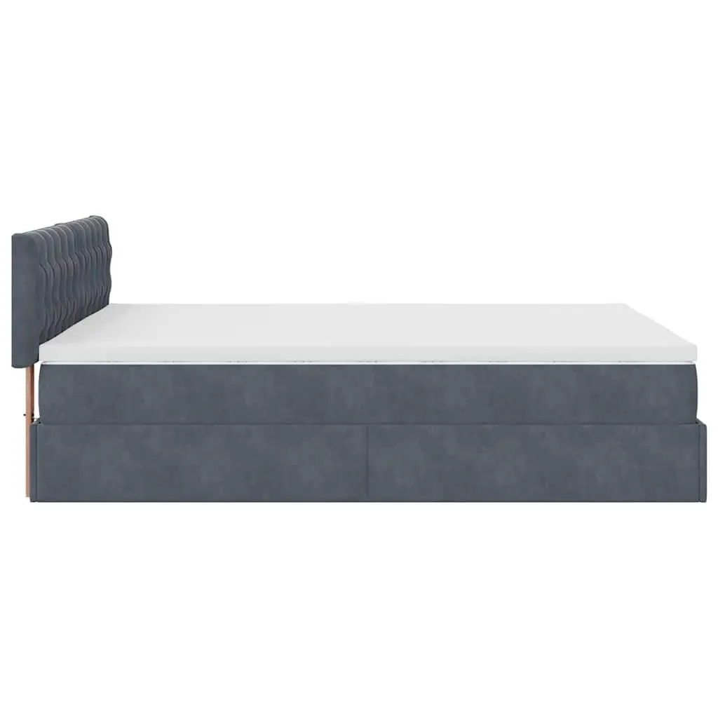 Queen Ottoman Bed with Pocket Spring Mattress Grey Velvet Storage Lift Base