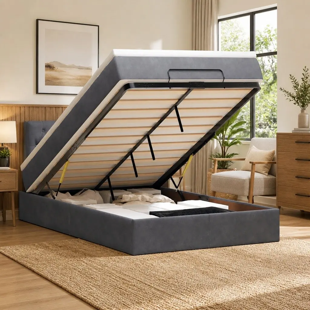 King Single Ottoman Bed with Storage & Mattress