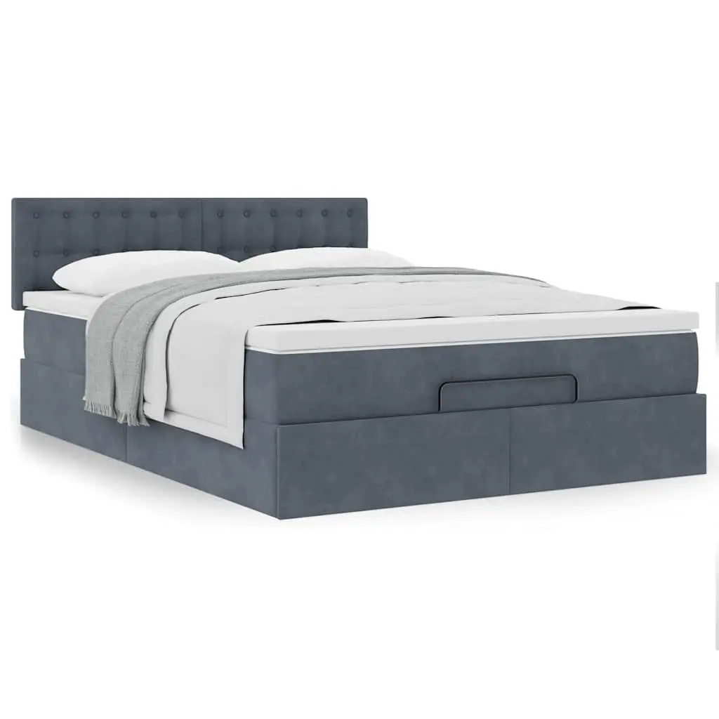 Double Ottoman Bed with Pocket Spring Mattress Grey Velvet