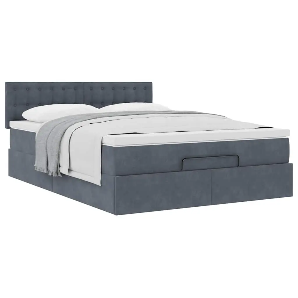 Double Ottoman Bed with Pocket Spring Mattress Grey Velvet