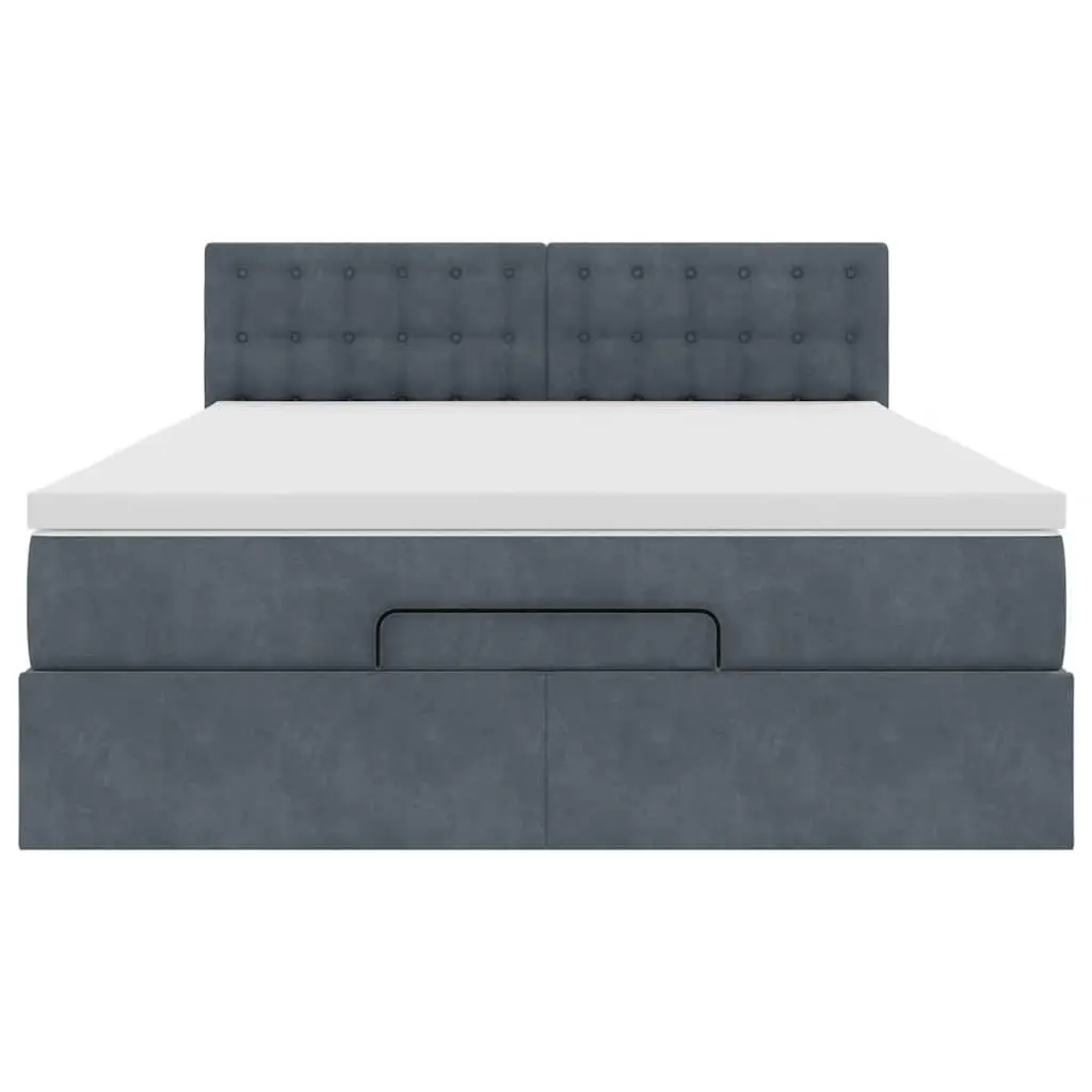 Double Ottoman Bed with Pocket Spring Mattress Grey Velvet