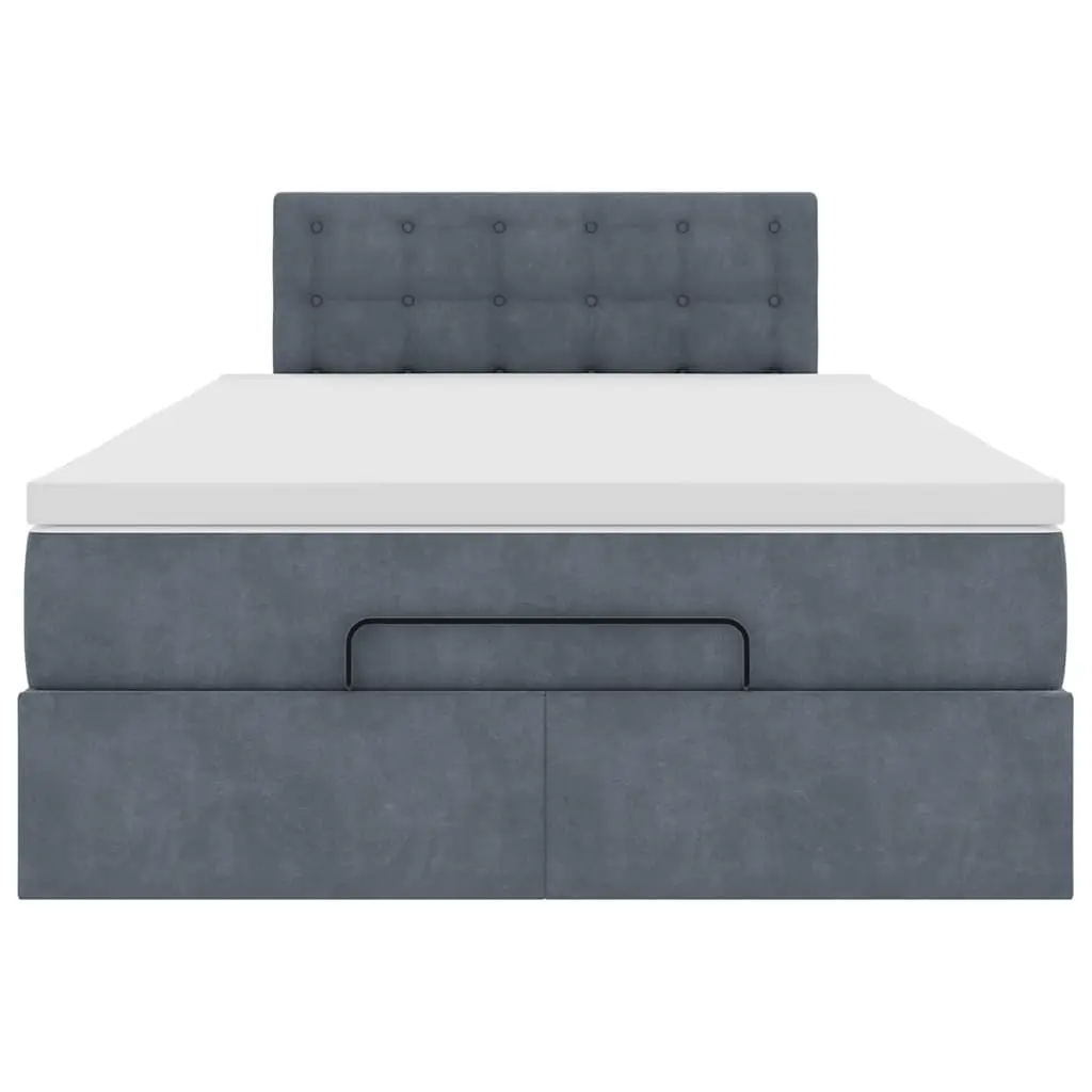 Ottoman Bed King Single Grey Velvet Storage Lift Base with Pocket Spring Mattress